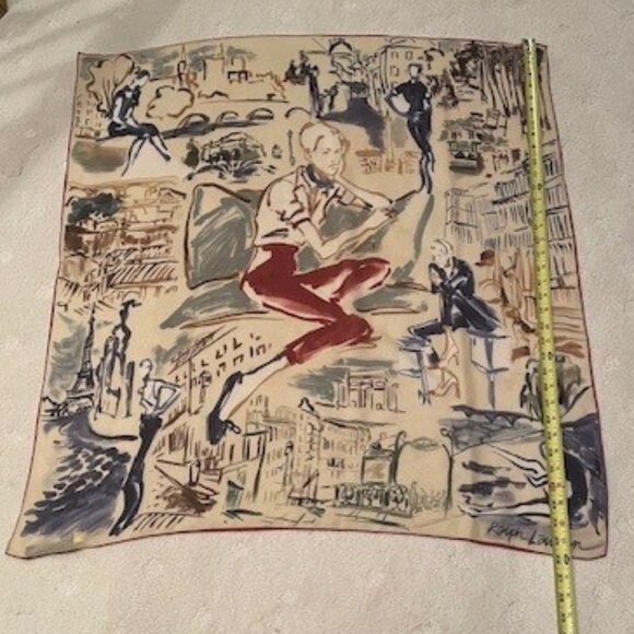 RALPH LAUREN Silk Scarf Woman in PARIS print with original  box – 36 inch - Picture 6 of 12